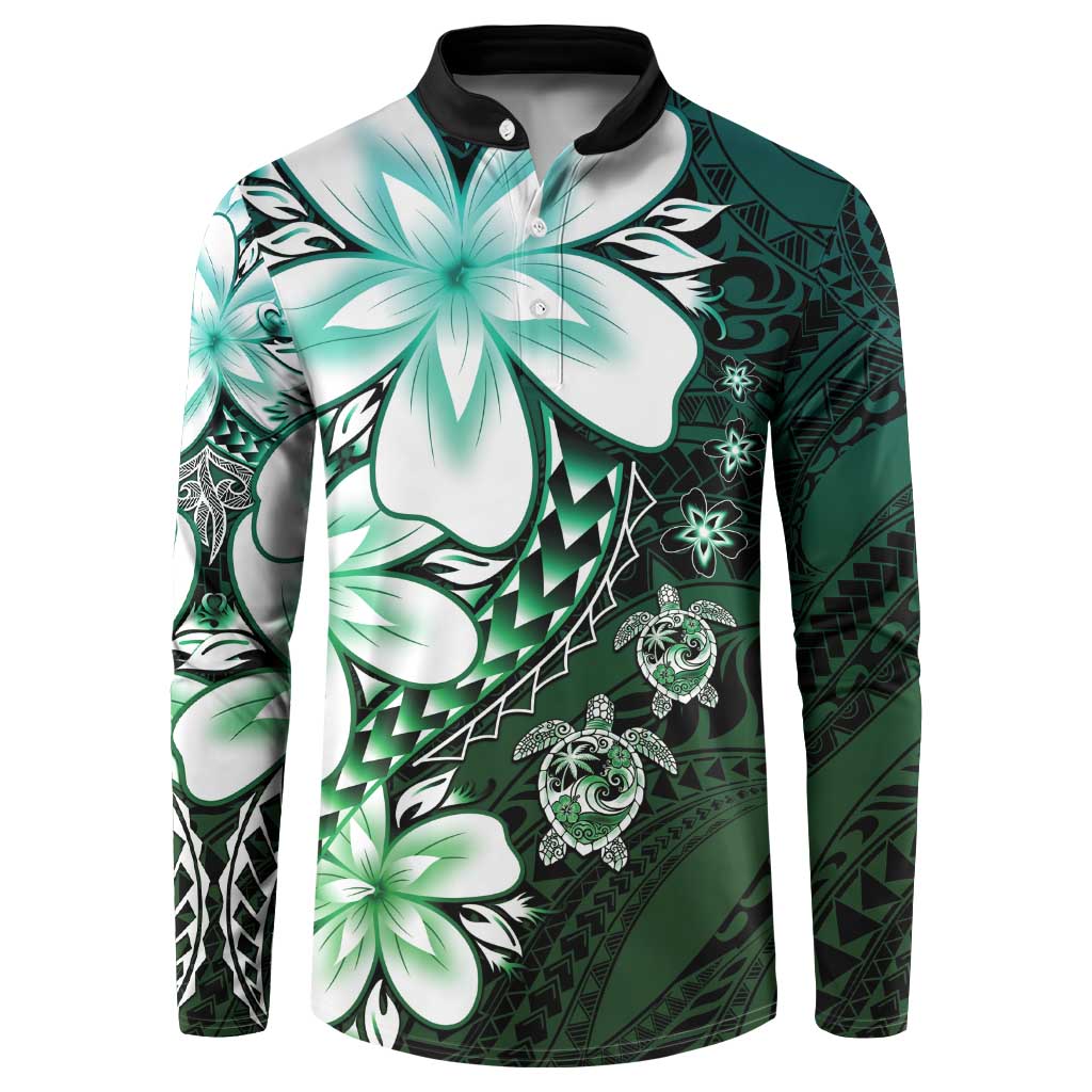Polynesia Romantic Valentine Button Sweatshirt Sea Turtle Couple With Aqua Gradient Plumeria LT05 Aqua - Polynesian Pride