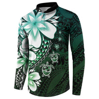 Polynesia Romantic Valentine Button Sweatshirt Sea Turtle Couple With Aqua Gradient Plumeria LT05 - Polynesian Pride