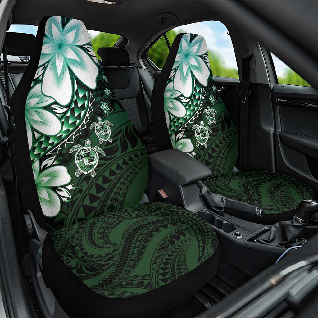 Polynesia Romantic Valentine Car Seat Cover Sea Turtle Couple With Aqua Gradient Plumeria