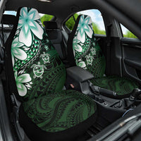 Polynesia Romantic Valentine Car Seat Cover Sea Turtle Couple With Aqua Gradient Plumeria