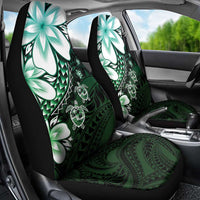 Polynesia Romantic Valentine Car Seat Cover Sea Turtle Couple With Aqua Gradient Plumeria
