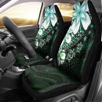 Polynesia Romantic Valentine Car Seat Cover Sea Turtle Couple With Aqua Gradient Plumeria