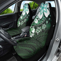 Polynesia Romantic Valentine Car Seat Cover Sea Turtle Couple With Aqua Gradient Plumeria