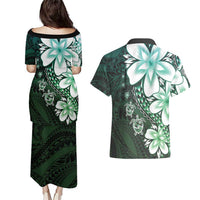 Polynesia Romantic Valentine Couples Matching Puletasi and Hawaiian Shirt Sea Turtle Couple With Aqua Gradient Plumeria LT05 - Polynesian Pride