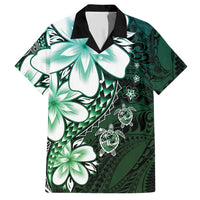 Polynesia Romantic Valentine Hawaiian Shirt Sea Turtle Couple With Aqua Gradient Plumeria LT05 Aqua - Polynesian Pride