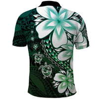 Polynesia Romantic Valentine Polo Shirt Sea Turtle Couple With Aqua Gradient Plumeria