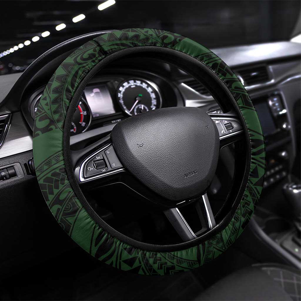 Polynesia Romantic Valentine Steering Wheel Cover Sea Turtle Couple With Aqua Gradient Plumeria