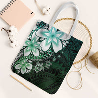 Polynesia Romantic Valentine Tote Bag Sea Turtle Couple With Aqua Gradient Plumeria