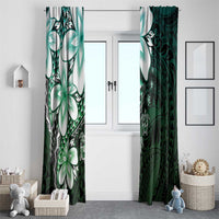 Polynesia Romantic Valentine Window Curtain Sea Turtle Couple With Aqua Gradient Plumeria LT05 - Polynesian Pride