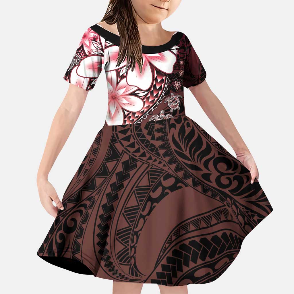 Polynesia Romantic Valentine Family Matching Off Shoulder Maxi Dress and Hawaiian Shirt Sea Turtle Couple With Red Gradient Plumeria