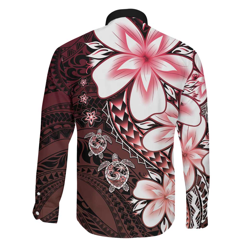 Polynesia Romantic Valentine Family Matching Off Shoulder Maxi Dress and Hawaiian Shirt Sea Turtle Couple With Red Gradient Plumeria