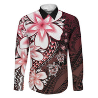 Polynesia Romantic Valentine Family Matching Summer Maxi Dress and Hawaiian Shirt Sea Turtle Couple With Red Gradient Plumeria