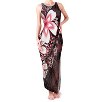 Polynesia Romantic Valentine Family Matching Tank Maxi Dress and Hawaiian Shirt Sea Turtle Couple With Red Gradient Plumeria