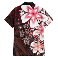 Polynesia Romantic Valentine Hawaiian Shirt Sea Turtle Couple With Red Gradient Plumeria