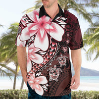 Polynesia Romantic Valentine Hawaiian Shirt Sea Turtle Couple With Red Gradient Plumeria