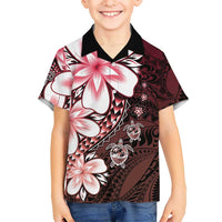 Polynesia Romantic Valentine Hawaiian Shirt Sea Turtle Couple With Red Gradient Plumeria