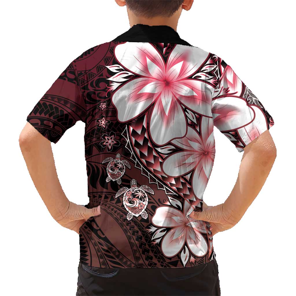 Polynesia Romantic Valentine Hawaiian Shirt Sea Turtle Couple With Red Gradient Plumeria