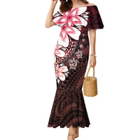 Polynesia Romantic Valentine Mermaid Dress Sea Turtle Couple With Red Gradient Plumeria