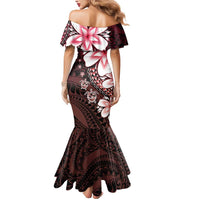 Polynesia Romantic Valentine Mermaid Dress Sea Turtle Couple With Red Gradient Plumeria