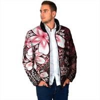 Polynesia Romantic Valentine Padded Jacket Sea Turtle Couple With Red Gradient Plumeria