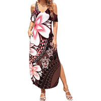 Polynesia Romantic Valentine Summer Maxi Dress Sea Turtle Couple With Red Gradient Plumeria