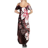 Polynesia Romantic Valentine Summer Maxi Dress Sea Turtle Couple With Red Gradient Plumeria