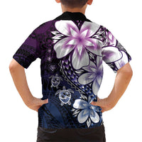 Polynesia Romantic Valentine Family Matching Off Shoulder Maxi Dress and Hawaiian Shirt Sea Turtle Couple With Purple Gradient Plumeria