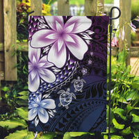 Polynesia Romantic Valentine Garden Flag Sea Turtle Couple With Purple Gradient Plumeria