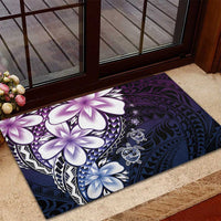 Polynesia Romantic Valentine Rubber Doormat Sea Turtle Couple With Purple Gradient Plumeria LT05 - Polynesian Pride