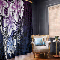 Polynesia Romantic Valentine Window Curtain Sea Turtle Couple With Purple Gradient Plumeria LT05 - Polynesian Pride
