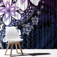 Polynesia Romantic Valentine Window Curtain Sea Turtle Couple With Purple Gradient Plumeria LT05 - Polynesian Pride