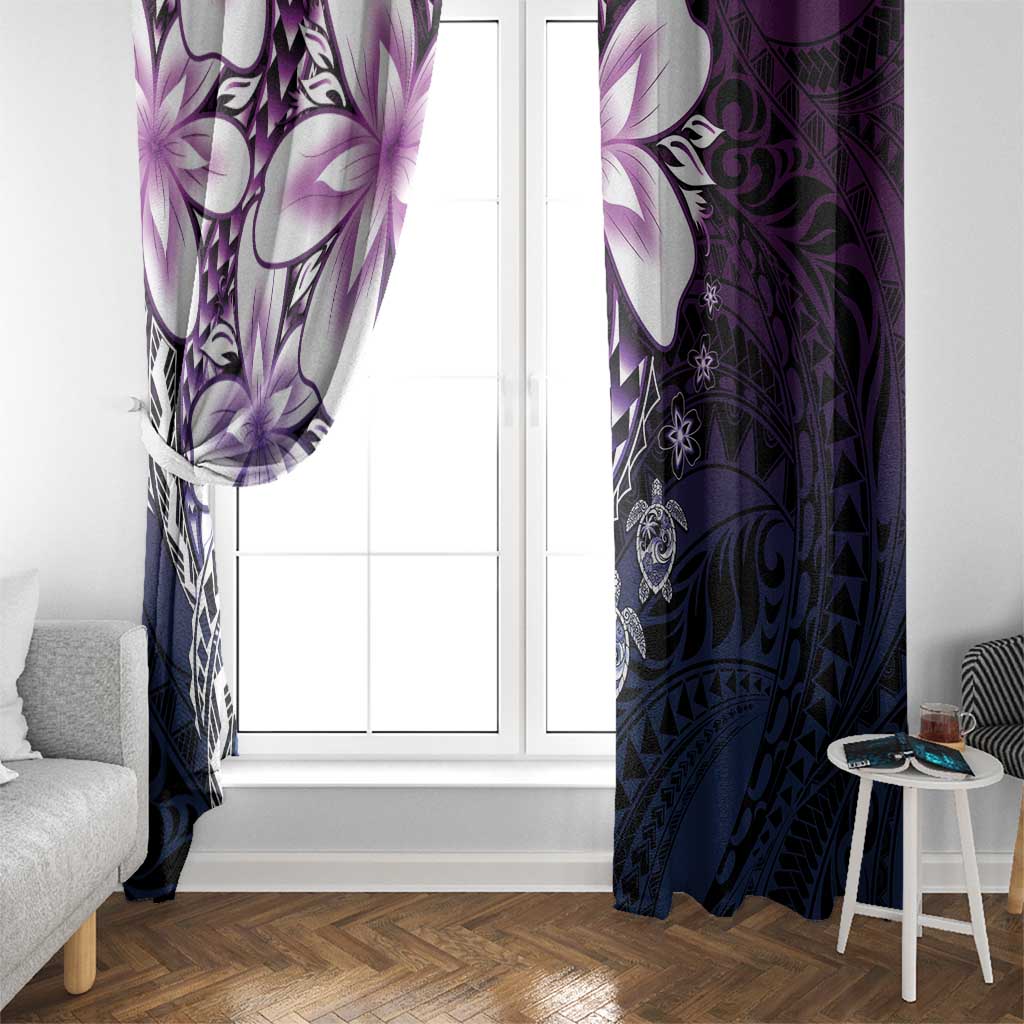 Polynesia Romantic Valentine Window Curtain Sea Turtle Couple With Purple Gradient Plumeria LT05 - Polynesian Pride