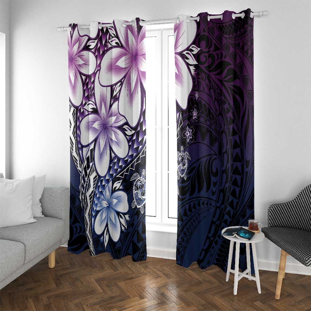 Polynesia Romantic Valentine Window Curtain Sea Turtle Couple With Purple Gradient Plumeria LT05 With Grommets Purple - Polynesian Pride
