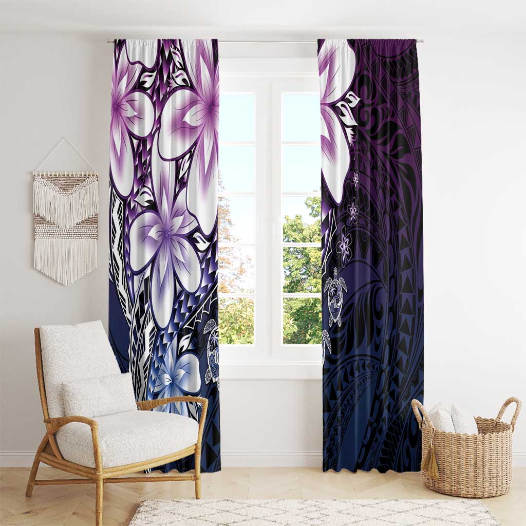 Polynesia Romantic Valentine Window Curtain Sea Turtle Couple With Purple Gradient Plumeria LT05 - Polynesian Pride