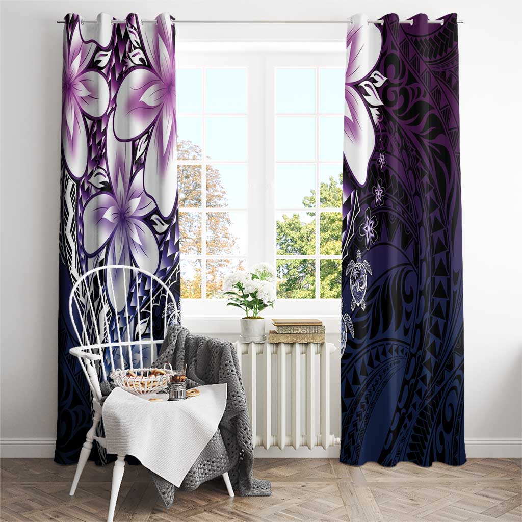 Polynesia Romantic Valentine Window Curtain Sea Turtle Couple With Purple Gradient Plumeria LT05 - Polynesian Pride