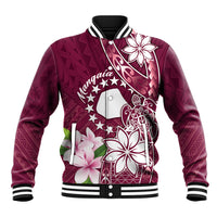 Personalised Cook Island Mangaia Gospel Day Baseball Jacket Floral Tribal Pattern LT05 Unisex Maroon - Polynesian Pride