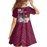 Personalised Cook Island Mangaia Gospel Day Kid Short Sleeve Dress Floral Tribal Pattern LT05 - Polynesian Pride