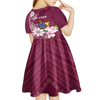 Personalised Cook Island Mangaia Gospel Day Kid Short Sleeve Dress Floral Tribal Pattern LT05 - Polynesian Pride