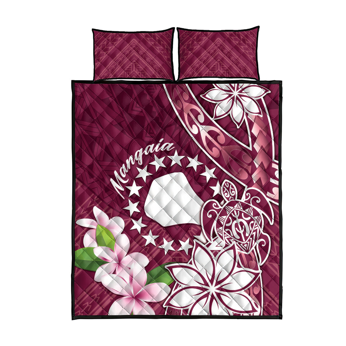 Cook Island Mangaia Gospel Day Quilt Bed Set Floral Tribal Pattern