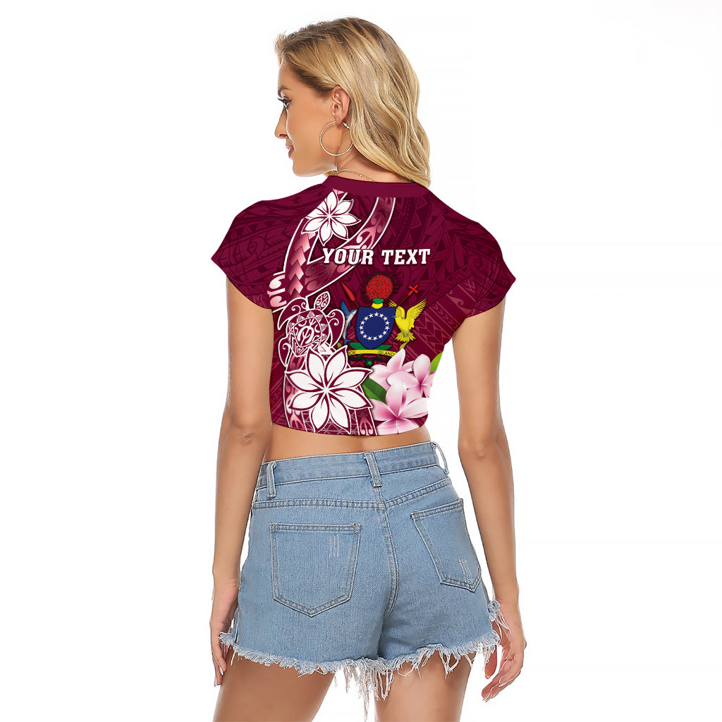 Personalised Cook Island Mangaia Gospel Day Raglan Cropped T Shirt Floral Tribal Pattern