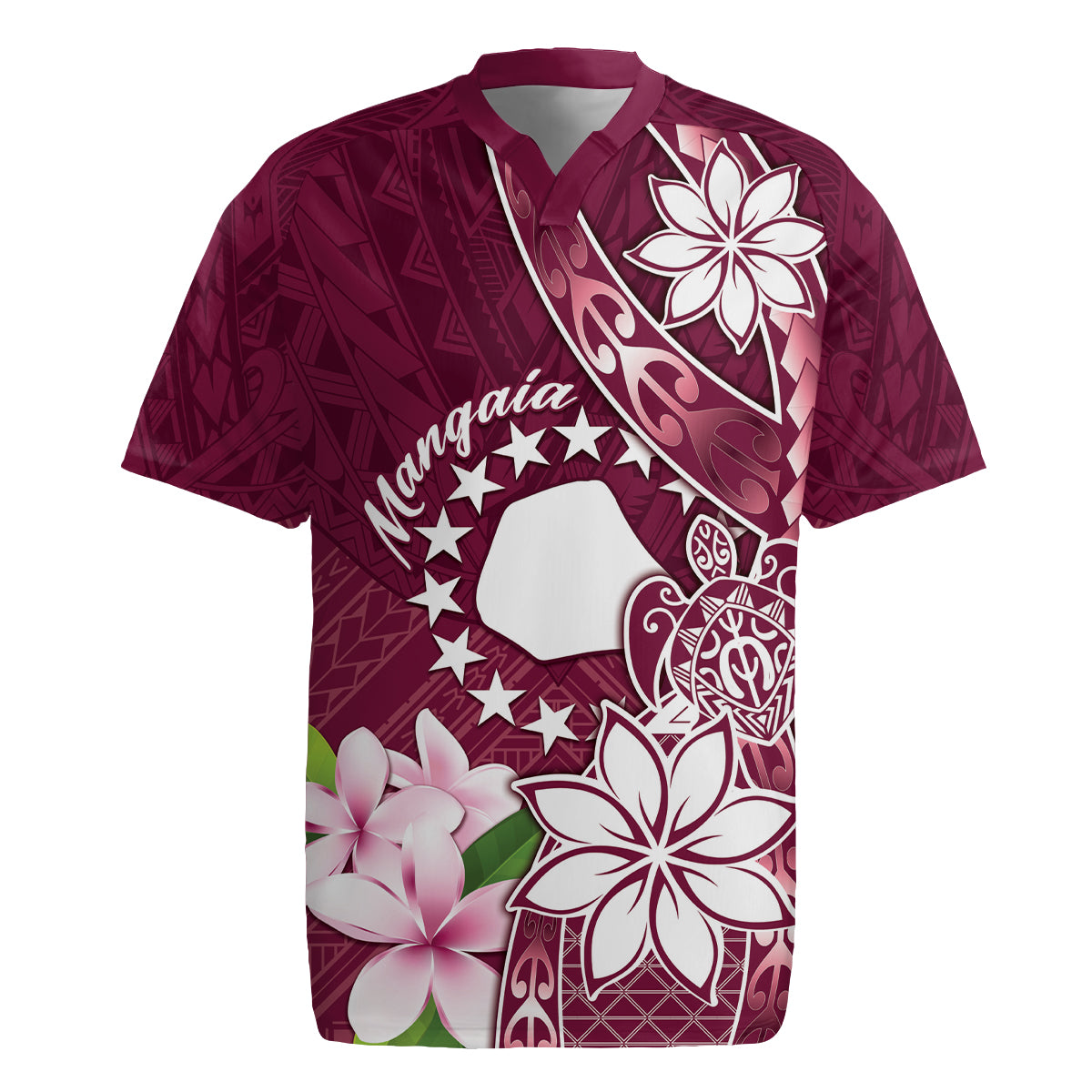Personalised Cook Island Mangaia Gospel Day Rugby Jersey Floral Tribal Pattern