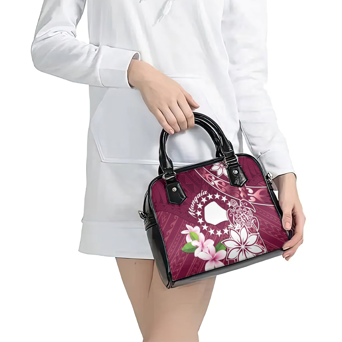 Cook Island Mangaia Gospel Day Shoulder Handbag Floral Tribal Pattern