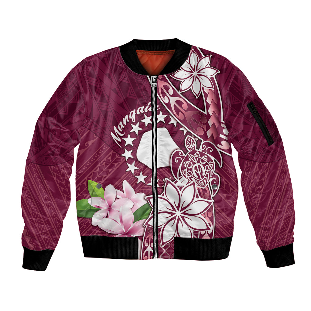 Personalised Cook Island Mangaia Gospel Day Sleeve Zip Bomber Jacket Floral Tribal Pattern