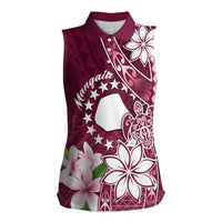 Personalised Cook Island Mangaia Gospel Day Women Sleeveless Polo Shirt Floral Tribal Pattern