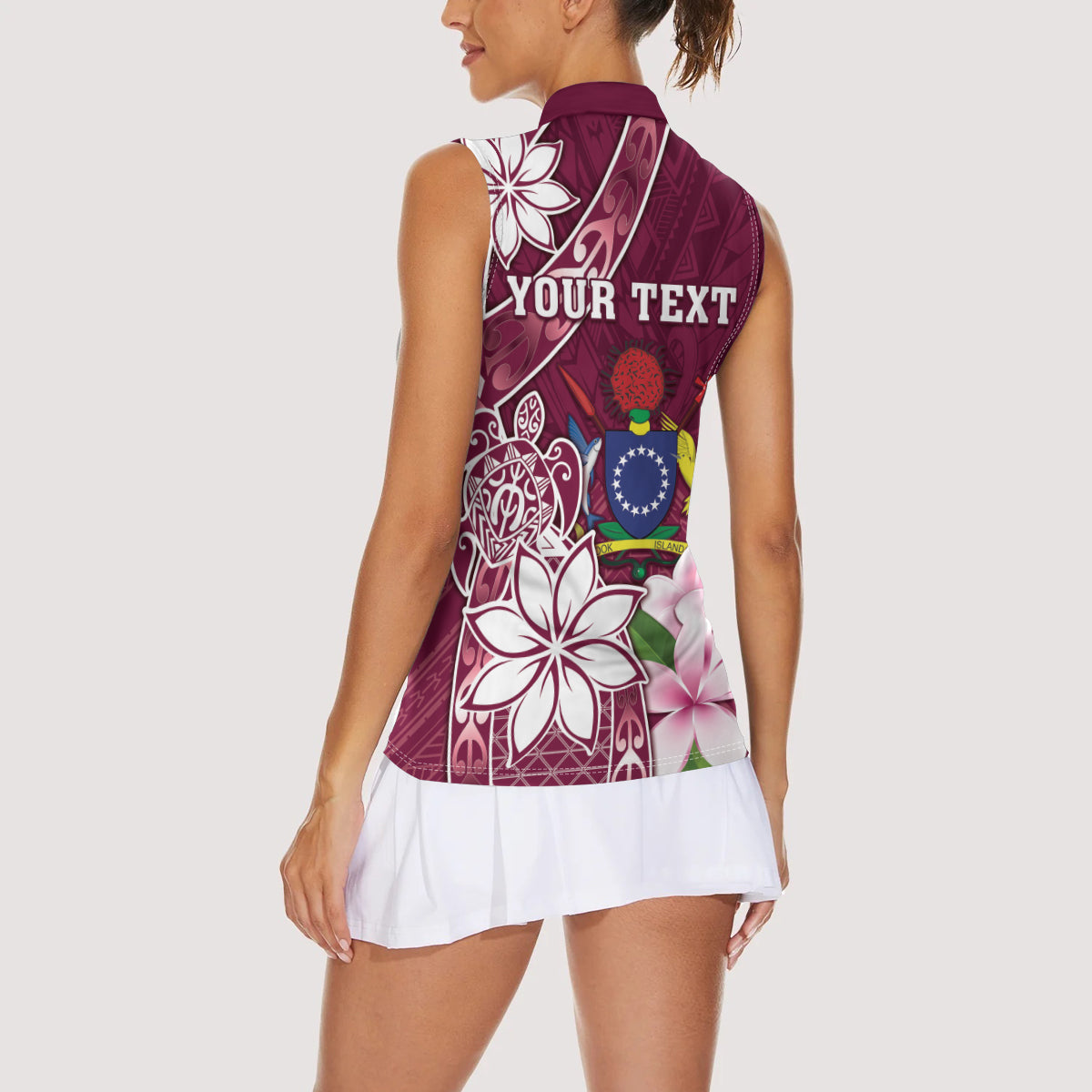 Personalised Cook Island Mangaia Gospel Day Women Sleeveless Polo Shirt Floral Tribal Pattern