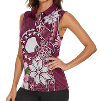 Personalised Cook Island Mangaia Gospel Day Women Sleeveless Polo Shirt Floral Tribal Pattern