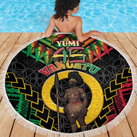 Vanuatu 45th Anniversary Independence Day Beach Blanket Melanesian Warrior With Sand Drawing Pattern LT05