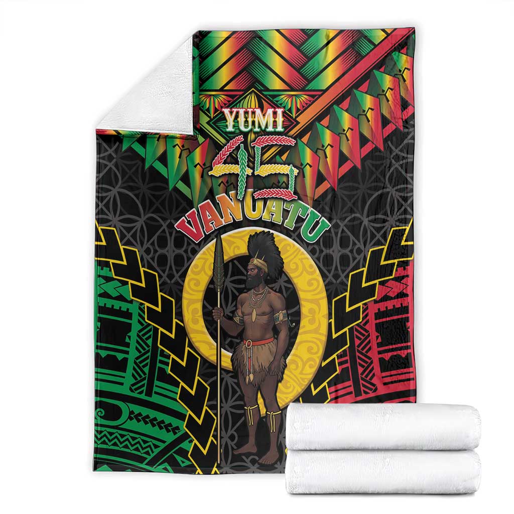 Vanuatu 45th Anniversary Independence Day Blanket Melanesian Warrior With Sand Drawing Pattern LT05