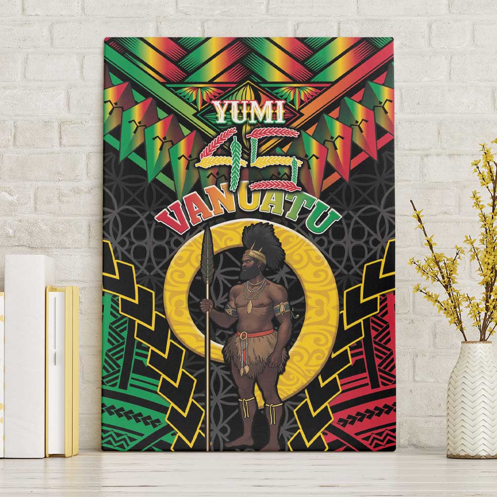 Vanuatu 45th Anniversary Independence Day Canvas Wall Art Melanesian Warrior With Sand Drawing Pattern LT05