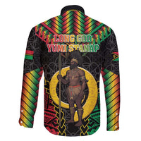 Vanuatu 45th Anniversary Independence Day Family Matching Long Sleeve Bodycon Dress and Hawaiian Shirt Melanesian Warrior With Sand Drawing Pattern LT05
